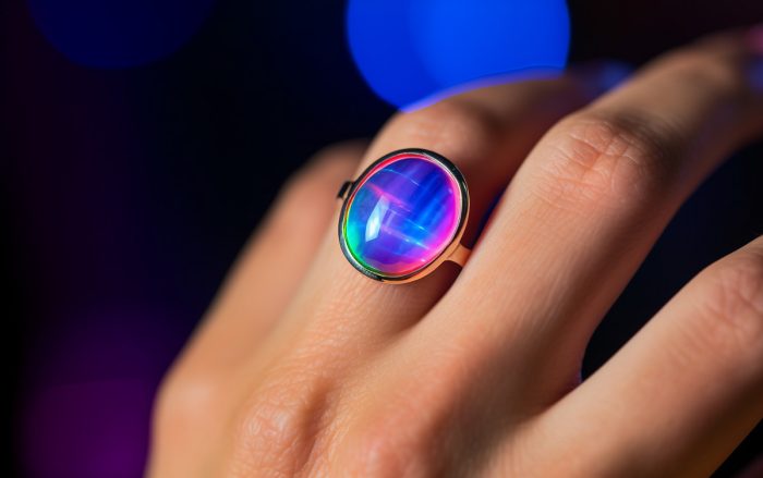 BARRACUDA Beveled Black Ceramic Ring with Blue/Purple Color Changing Inlay  - 6mm - 10mm - Roy Rose Jewelry